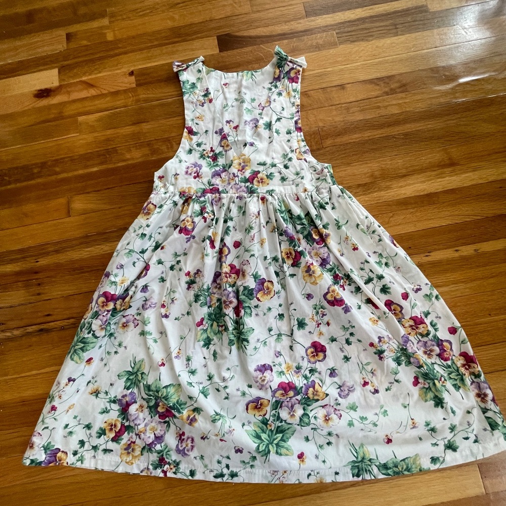COTTAGECORE Handmade-Vintage Pansy Print Pinafore Dress